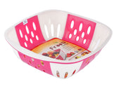 Heart Home Large Plastic Fruit, vegetable Storage Basket- Pack of 6 (Pink & Brown & Green)-HS42KUBMART25441